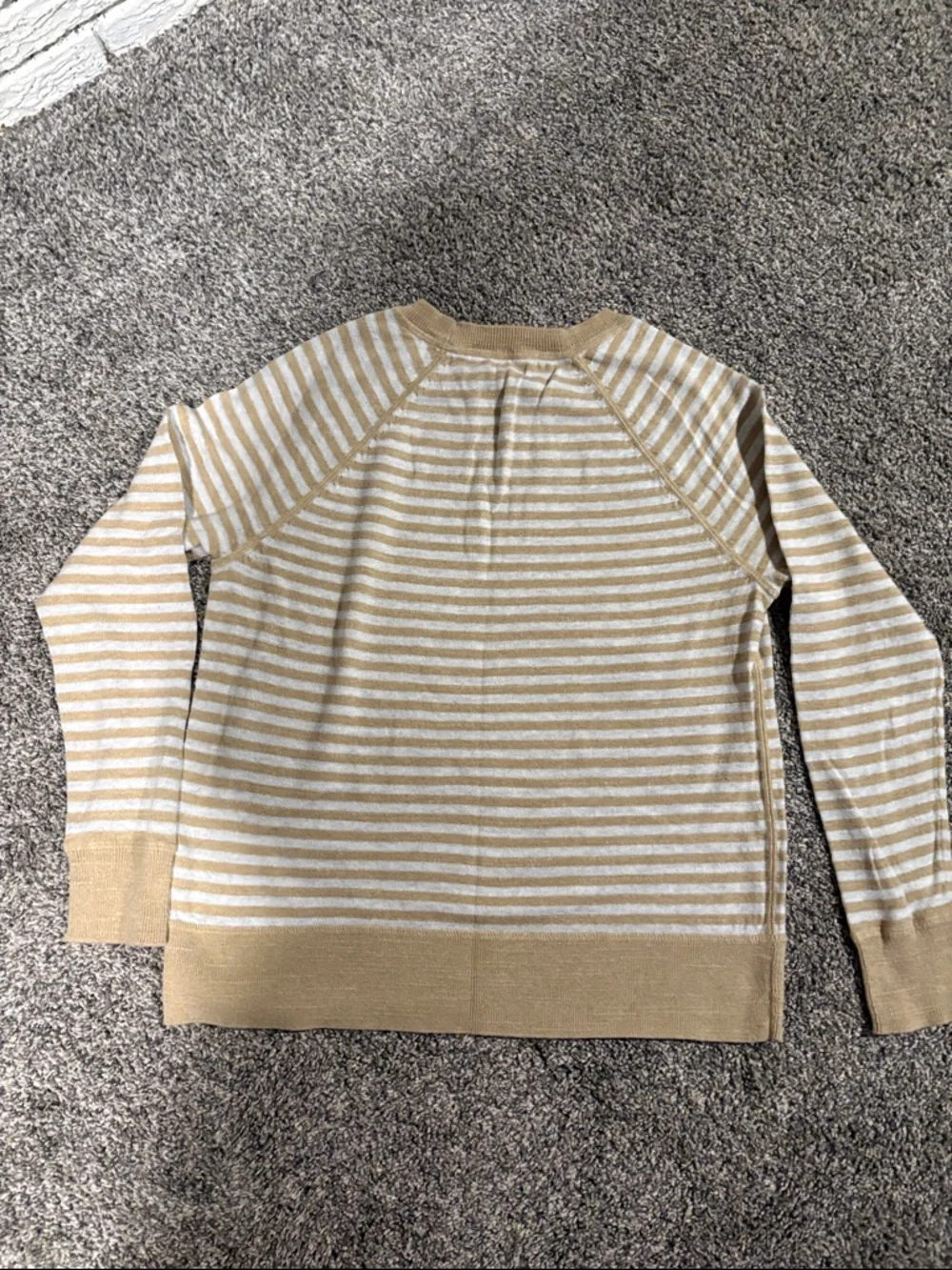J. Crew Women’s Striped Crewneck Sweater in Mustard and Cream - Picture 3 of 3